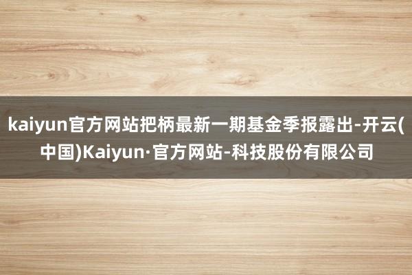 kaiyun官方网站把柄最新一期基金季报露出-开云(中国)Kaiyun·官方网站-科技股份有限公司